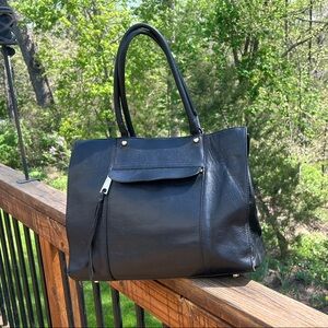 Elegant Black Leather Tote Bag